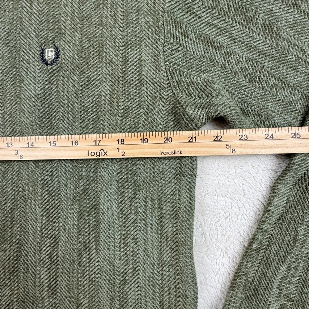 Vintage Chaps Men's L Olive Green Cotton Crew Neck Herringbone Knit Sweater 90's